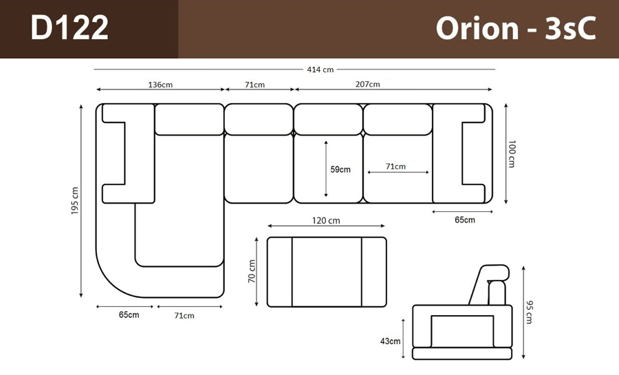 Orion - 3sC - Leather Sofa Lounge Set